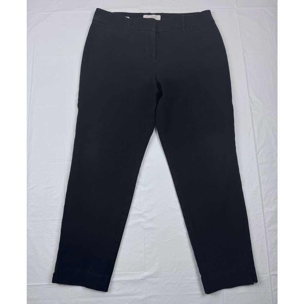 Talbots Petite Curvy Fit Black Ankle Pants Womens 10P Stretch Trousers Slits